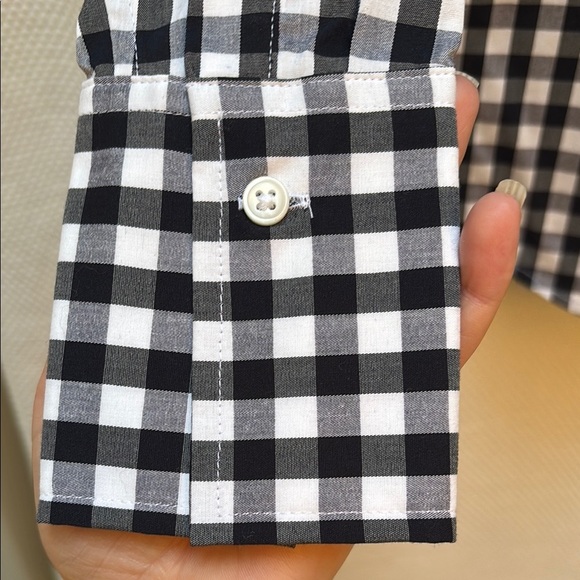 Banana Republic Riley Navy and White Gingham Casual Button Down Shirt 0p - Picture 4 of 5